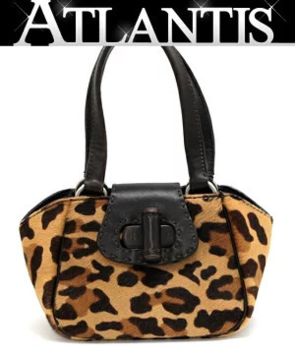 Prada leopard handbag Pouch Clutch brown calfskin
